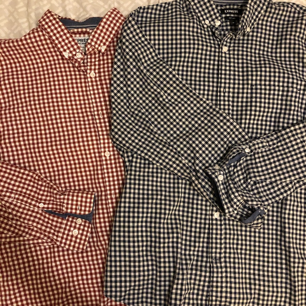 EXPRESS (2) Long Sleeve Plaid Button Down